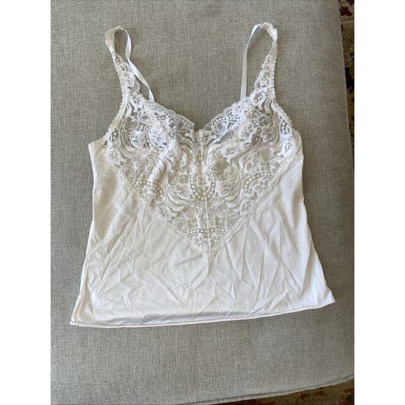 Vintage Vanity Fair Satin Lace Cami Lingerie Slip Tank Top Size 34 Small Ivory - Picture 5 of 8